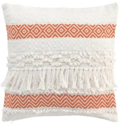 PARIS PRIX - Coussin déco à franges "zya" 40x40cm orange