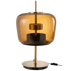 PARIS PRIX - Lampe à poser en verre à led "omar" 58cm marron