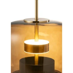 PARIS PRIX - Lampe à poser en verre à led "omar" 58cm marron