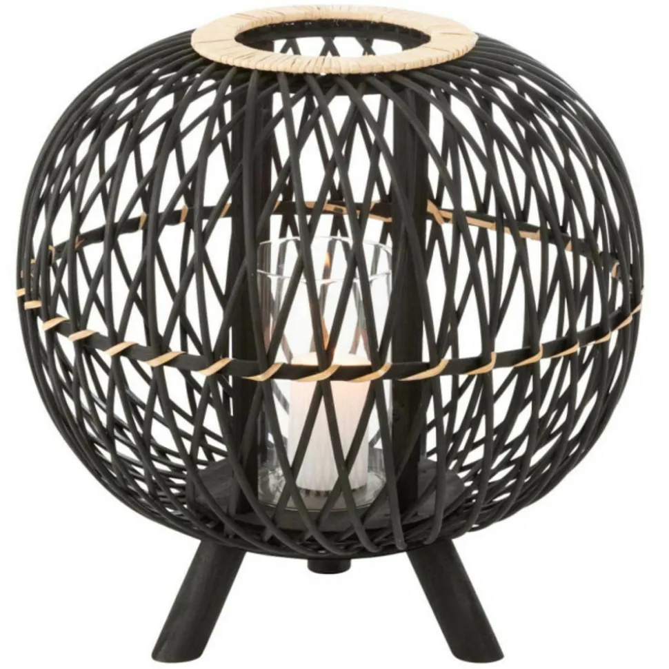 PARIS PRIX - Lanterne design "boule sur pied" 39cm noir