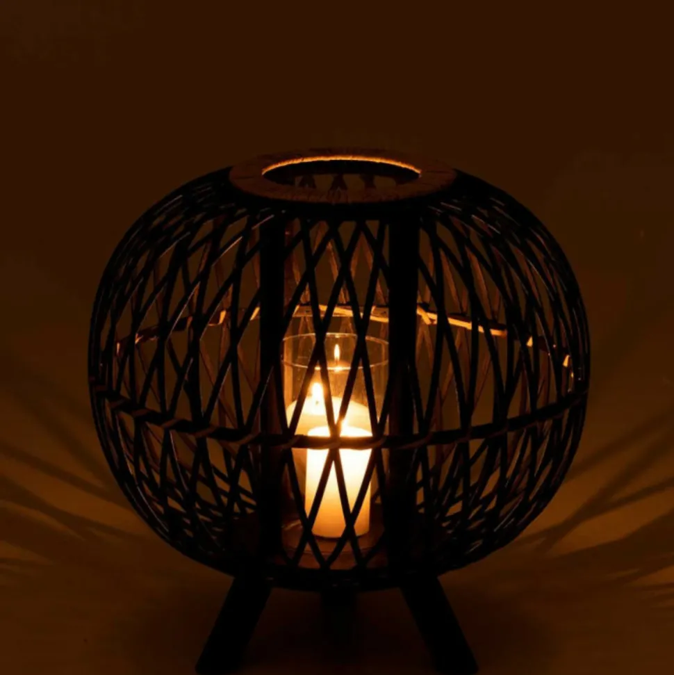 PARIS PRIX - Lanterne design "boule sur pied" 39cm noir