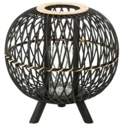 PARIS PRIX - Lanterne design "boule sur pied" 33cm noir