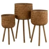 PARIS PRIX - Lot de 3 cache-pots sur pied "trépied" 75cm naturel