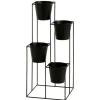 PARIS PRIX - Lot de 4 cache-pots sur pied "étagère" 70cm noir