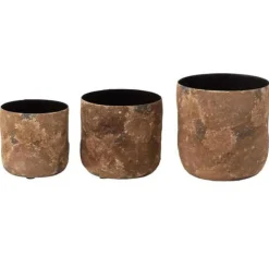 PARIS PRIX - Lot de 3 cache-pots en métal "effy" 18cm marron