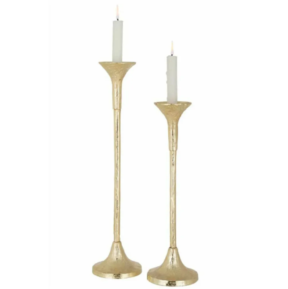 PARIS PRIX - Lot de 2 chandeliers design "marie" 47cm or mat