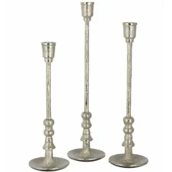PARIS PRIX - Lot de 3 chandeliers design "becca" 44cm argent