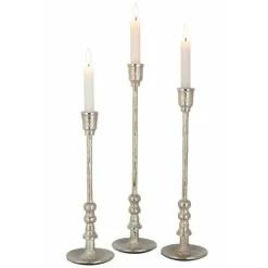 PARIS PRIX - Lot de 3 chandeliers design "becca" 44cm argent