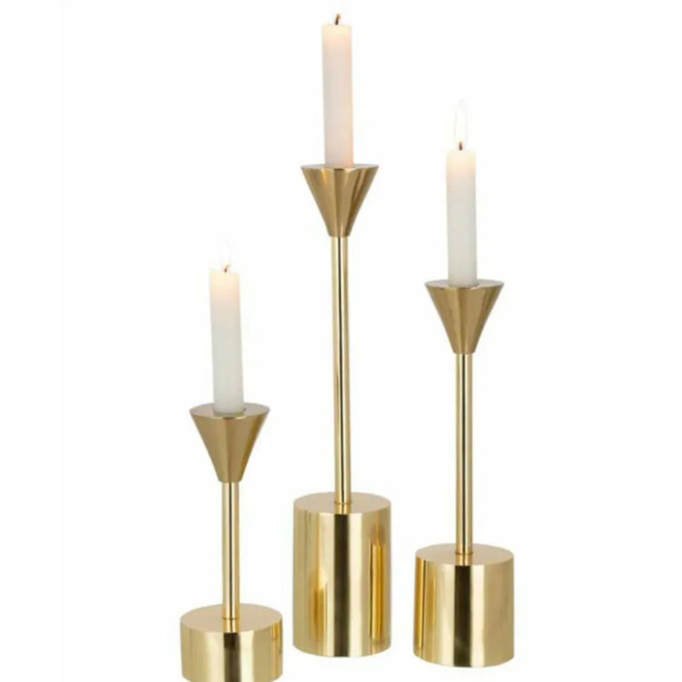 PARIS PRIX - Lot de 3 chandeliers design "emma" 37cm or