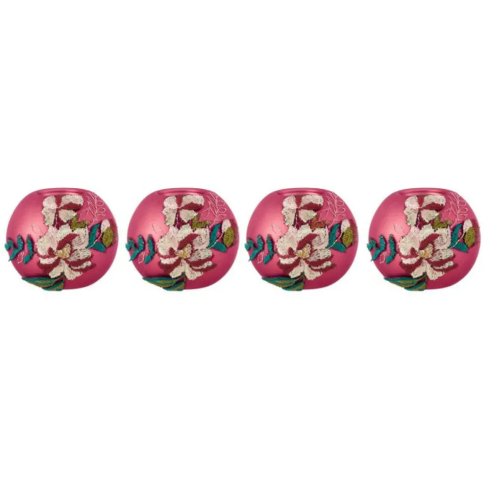 PARIS PRIX - Lot de 4 photophores design "fleurs" 10cm rose