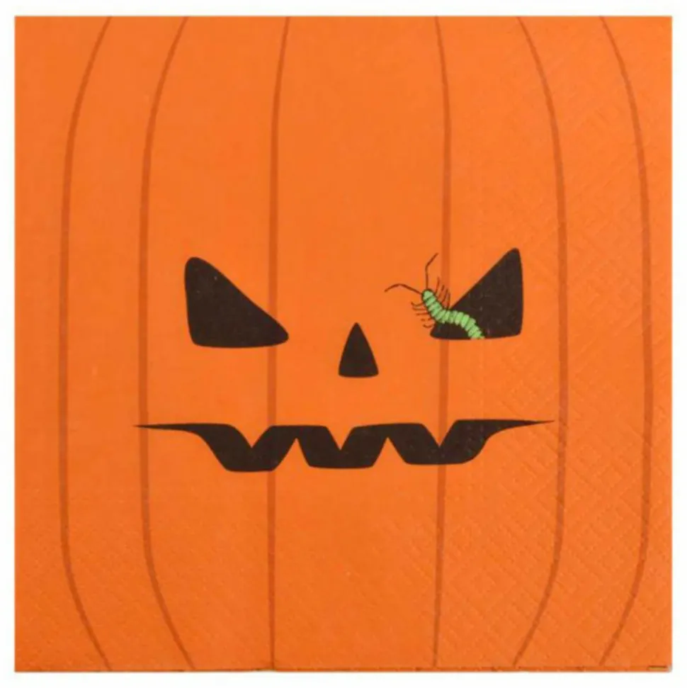 PARIS PRIX - Lot de 20 serviettes en papier "citrouille" 33x33cm orange