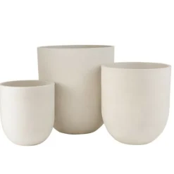 PARIS PRIX - Lot de 3 vases en céramique "roda" 61cm blanc