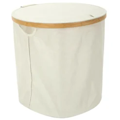 PARIS PRIX - Panier de rangement rond "cerclage" 38cm beige