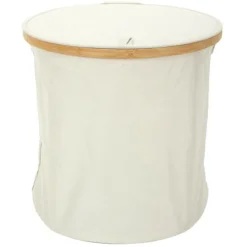 PARIS PRIX - Panier de rangement rond "cerclage" 38cm beige