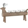 PARIS PRIX - Photophore 4 supports en bois "cerf" 47cm marron