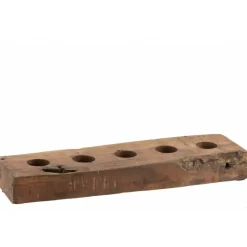 PARIS PRIX - Photophore 5 têtes en bois "deer" 58cm naturel