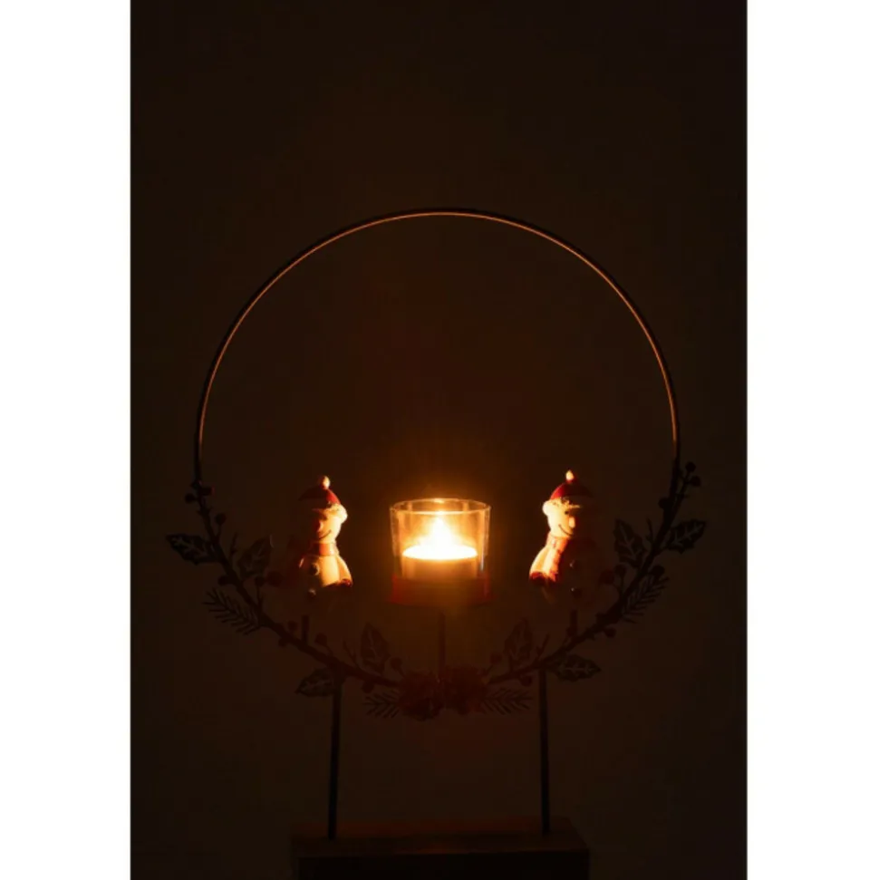 PARIS PRIX - Photophore cercle "bonhommes de neige" 28cm multicolore