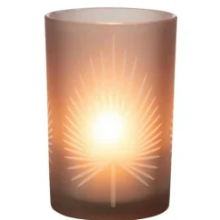 PARIS PRIX - Photophore déco "feuilles de palmier" 18cm marron