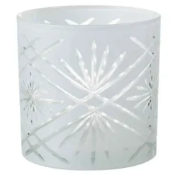 PARIS PRIX - Photophore déco en verre "santorini" 15cm blanc