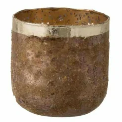 PARIS PRIX - Photophore déco en verre "frosty" 13cm rose