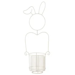 PARIS PRIX - Photophore déco en métal "lapin" 49cm blanc