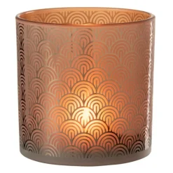 PARIS PRIX - Photophore déco en verre "arc" 15cm orange