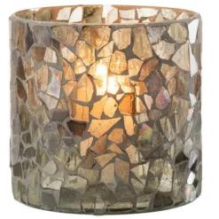 PARIS PRIX - Photophore design en verre "ido" 16cm vert