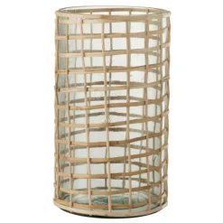 PARIS PRIX - Photophore design en rotin "lamina" 25cm naturel