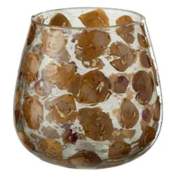 PARIS PRIX - Photophore design en verre "gerard" 15cm ambre