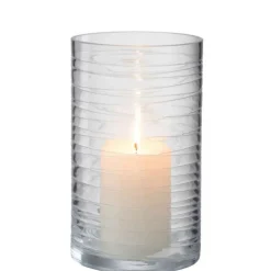 PARIS PRIX - Photophore design "lignes verre" 22cm transparent