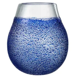 PARIS PRIX - Photophore design en verre "santorini" 25cm bleu