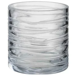 PARIS PRIX - Photophore design "lignes verre" 12cm transparent