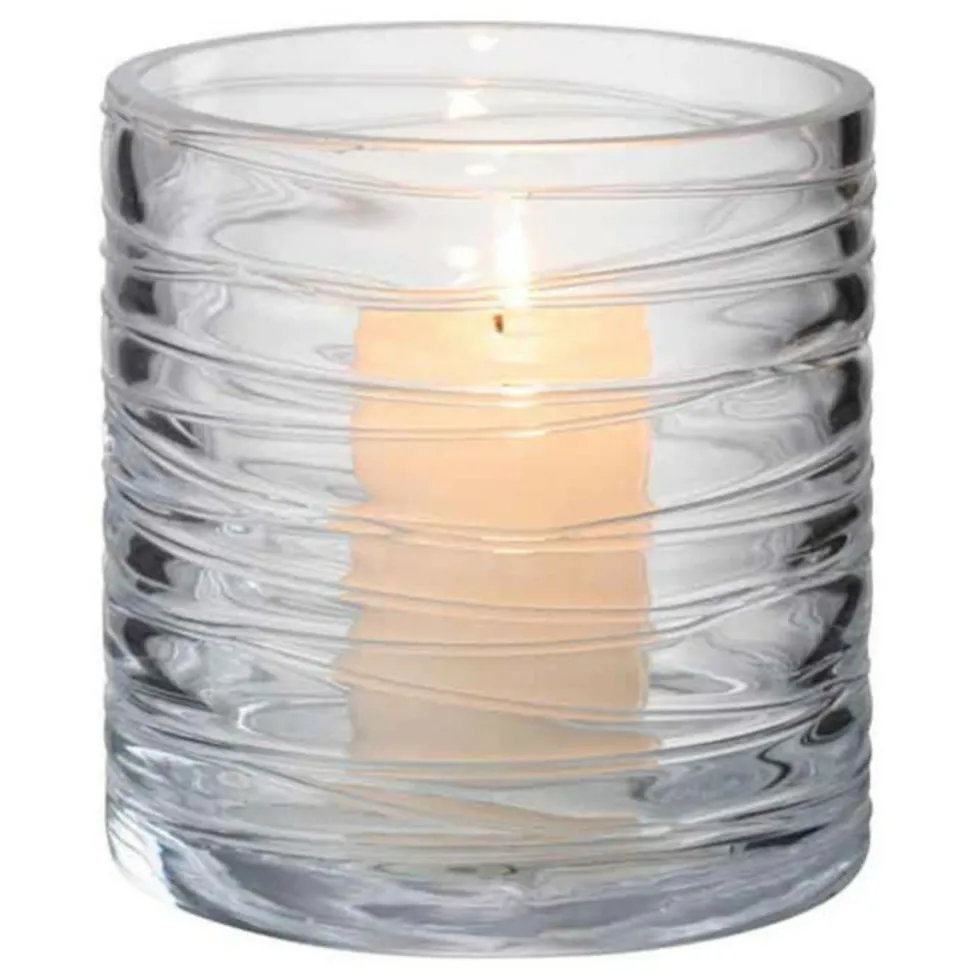 PARIS PRIX - Photophore design "lignes verre" 12cm transparent