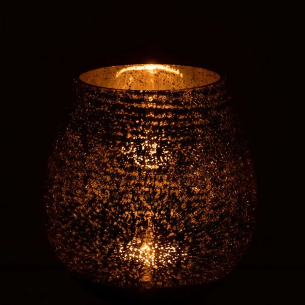 PARIS PRIX - Photophore design "œuf craquelé" 17cm gris