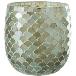 PARIS PRIX - Photophore design "mosaïque" 16cm bleu azur