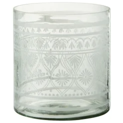 PARIS PRIX - Photophore design "verre motifs" 16cm transparent