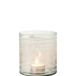 PARIS PRIX - Photophore design "verre motifs" 16cm transparent