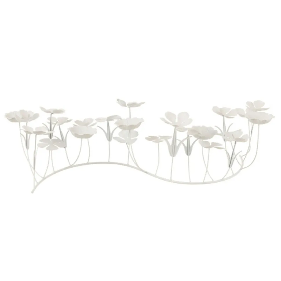 PARIS PRIX - Photophore design "bougies fleurs" 77cm blanc