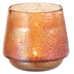 PARIS PRIX - Photophore design "pois" 21cm orange rouille