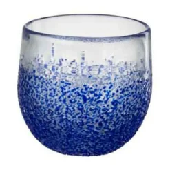 PARIS PRIX - Photophore design en verre "santorini" 10cm bleu