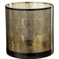 PARIS PRIX - Photophore en verre "triangle rayé" 24cm marron