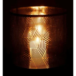 PARIS PRIX - Photophore en verre "triangle rayé" 24cm marron