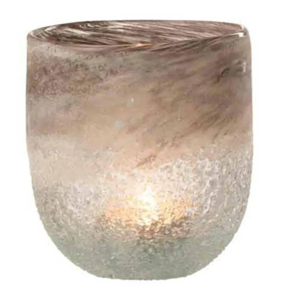 PARIS PRIX - Photophore en verre design "scavo" 15cm gris