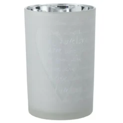 PARIS PRIX - Photophore en verre "love" 18cm blanc