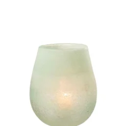 PARIS PRIX - Photophore en verre design "scavo" 22cm aqua