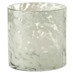 PARIS PRIX - Photophore en verre "tâche" 18cm gris & blanc