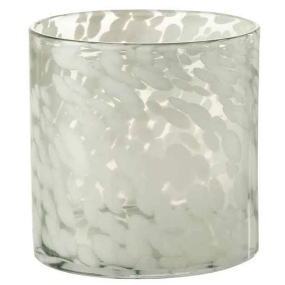 PARIS PRIX - Photophore en verre "tâche" 18cm gris & blanc