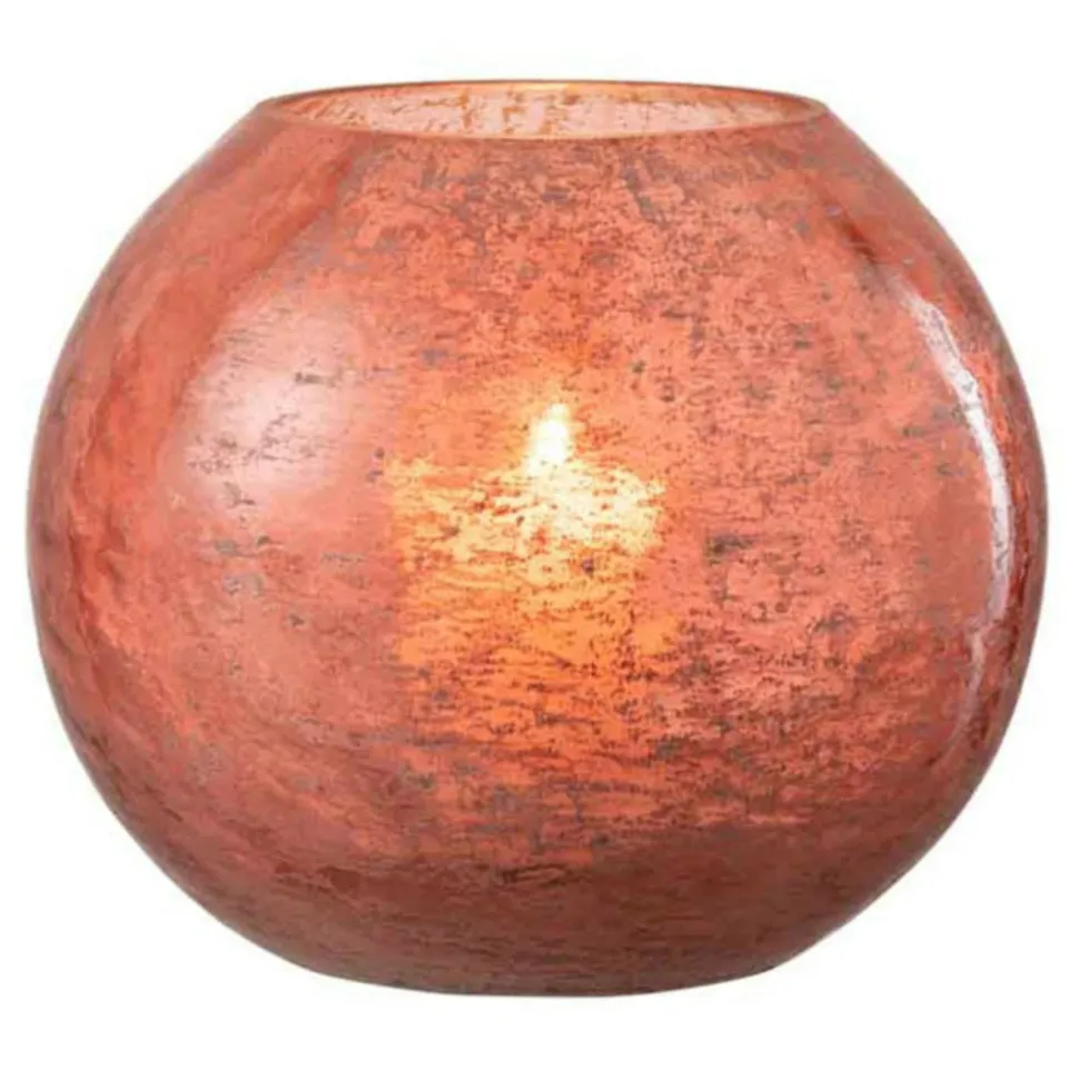 PARIS PRIX - Photophore en verre "nuria" 19cm terracotta