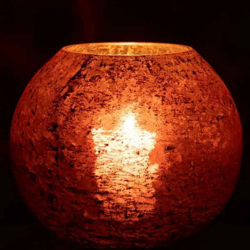 PARIS PRIX - Photophore en verre "nuria" 19cm terracotta