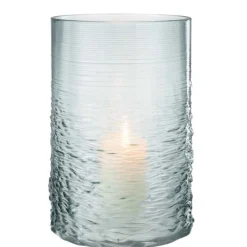 PARIS PRIX - Photophore en verre design "sladia" 30cm bleu